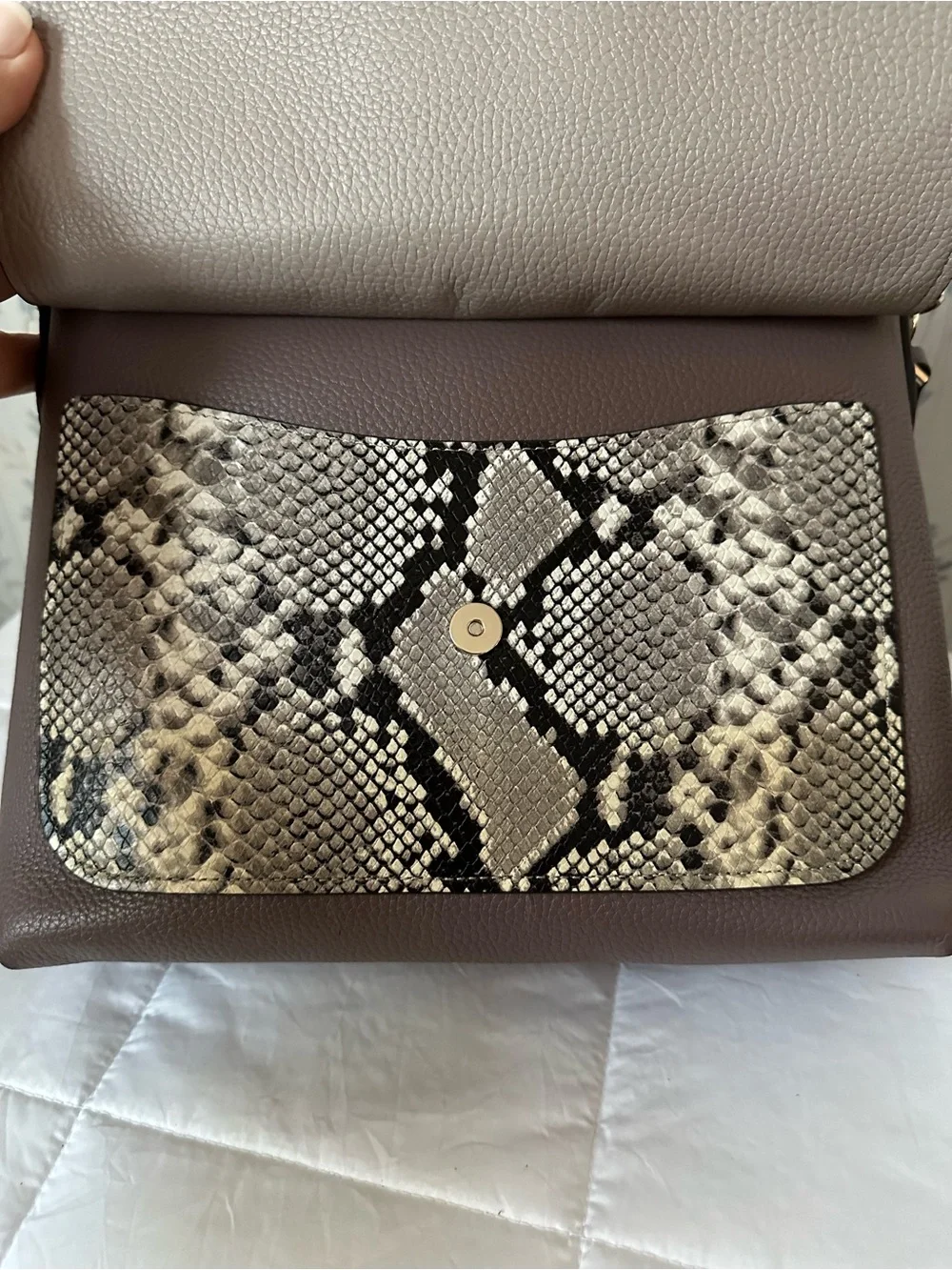 Kate Spade Leather Shoulder Bag with Snake-Print Accent